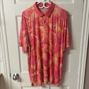 Under Armour Iso-Chill colorful palm print golf polo shirt men’s size XL